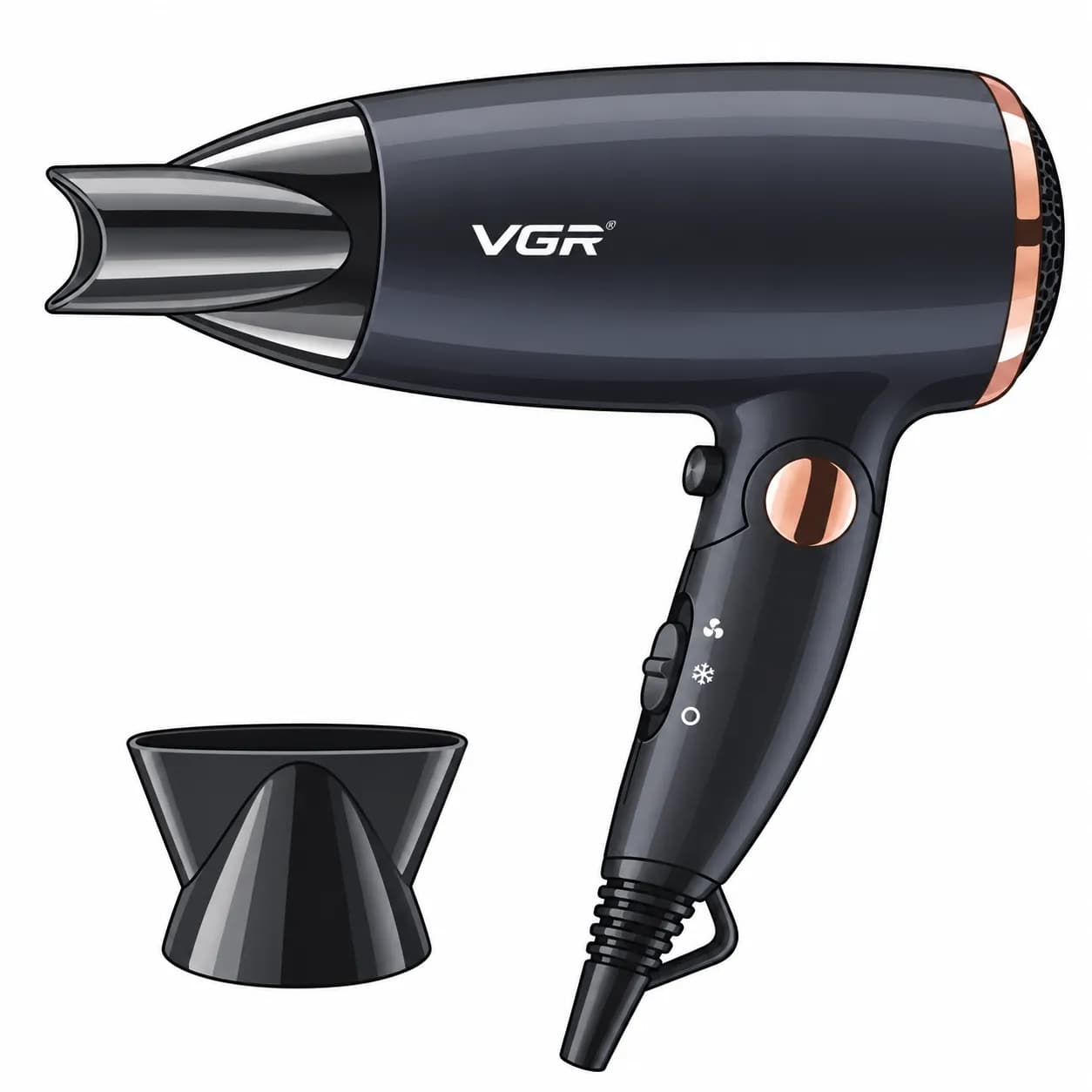 سشوار مسافرتی VGR V-439 | 1600 وات، موتور DC و باد سرد