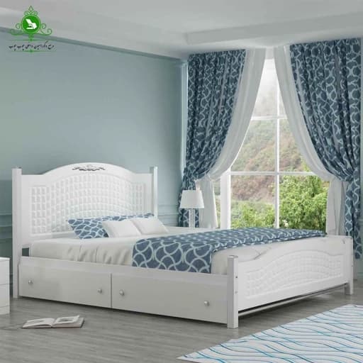 تخت خواب دو نفره MDF وکیوم مدل روما مبلمان فرنا مدل 1144932