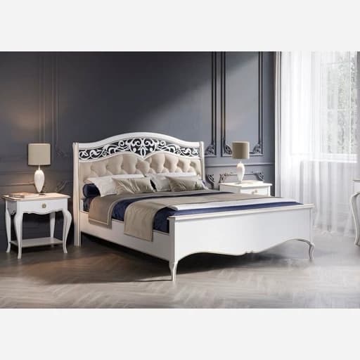 تخت خواب دونفره با پاتختی شیک و زیبا کلاسیک با رنگبندی مختلف مبلمان فرنا مدل 1144858