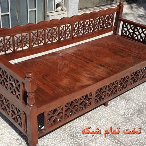 تخت سنتی چوبی شبکه ای تمام گره. خام.هزینه ارسال بصورت پس کرایه مبلمان فرنا مدل 1144856