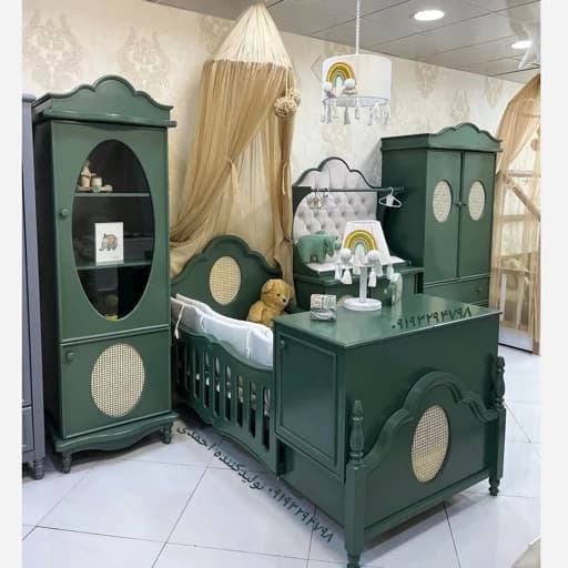 تخت خواب نوزاد نوجوان حصیری رنگ زیبا به دلنشین مبلمان فرنا مدل 1144835