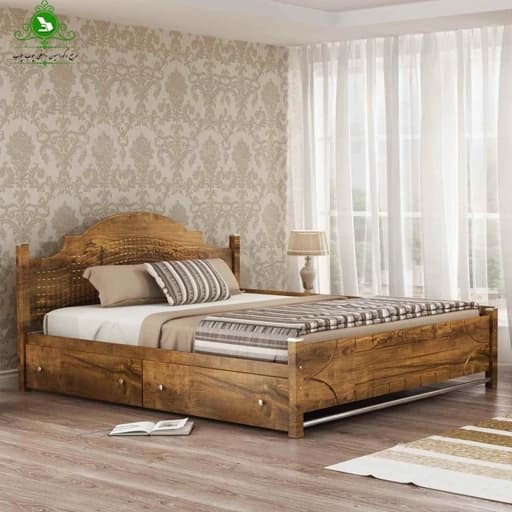 تخت خواب دو نفره MDF وکیوم مدل فلورا مبلمان فرنا مدل 1144827