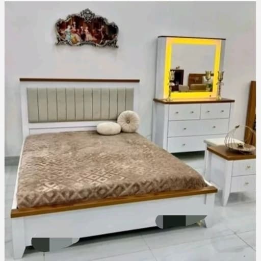 تخت خواب دونفره سوگل پاتختی و دراور با رنگبندی مختلف و طرح های مختلف به قیمت تولیدی مبلمان فرنا مدل 1144811