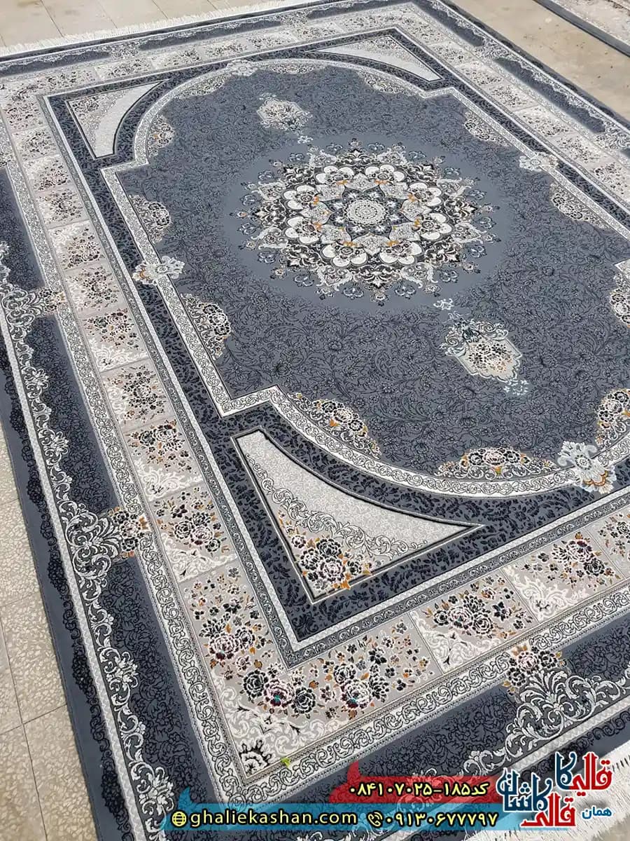 فرش ‌700 ‌شانه ‌طرح ‌طاق ‌بستان ‌رنگ ‌طوسی ‌دودی ‌کاشان ‌ — تصویر ۲