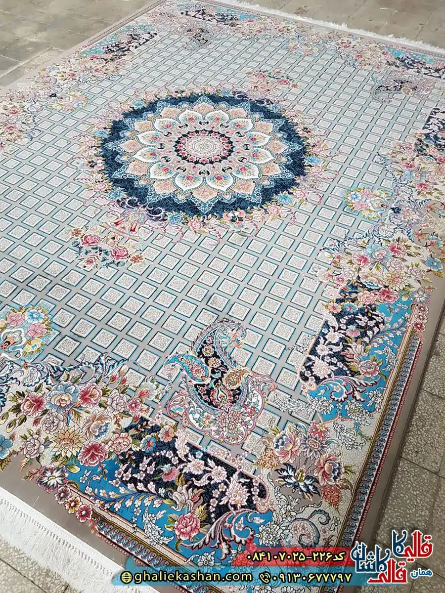 فرش 700 شانه طرح رها رنگ طوسی فیلی کاشان — تصویر ۴