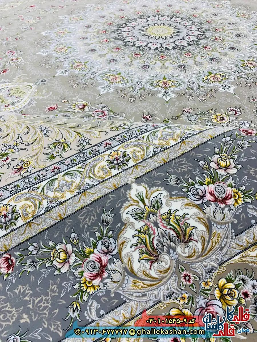 فرش 1500 شانه طرح ایلار رنگ قهوه ای نسکافه ای کاشان — تصویر ۴