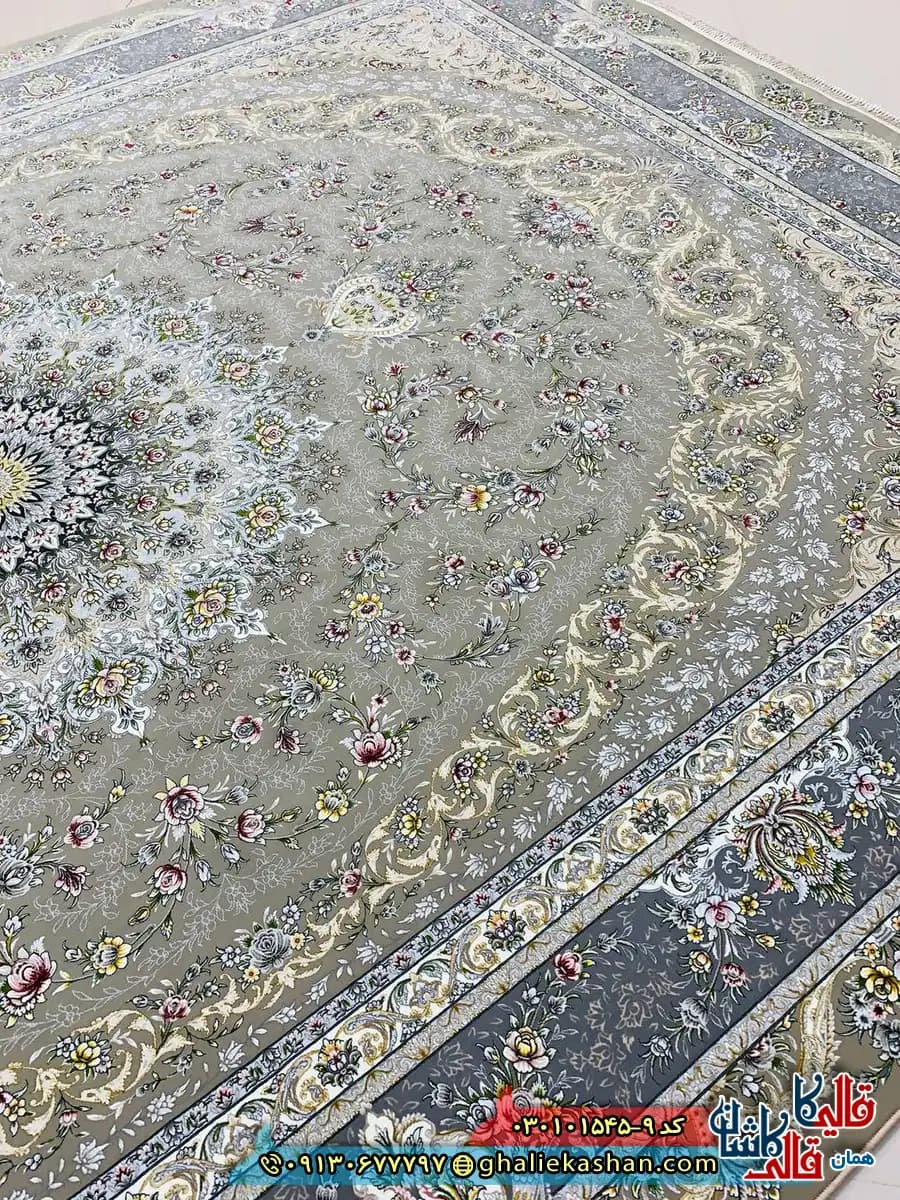فرش 1500 شانه طرح ایلار رنگ قهوه ای نسکافه ای کاشان — تصویر ۳
