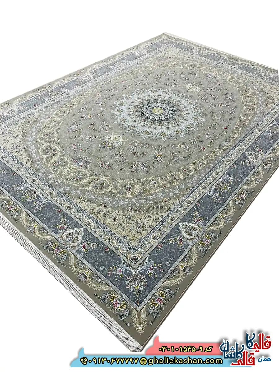 فرش 1500 شانه طرح ایلار رنگ قهوه ای نسکافه ای کاشان — تصویر ۲