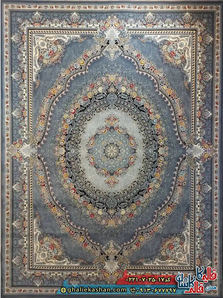 فرش 700 شانه طرح ارمغان رنگ طوسی دودی کاشان — تصویر ۵