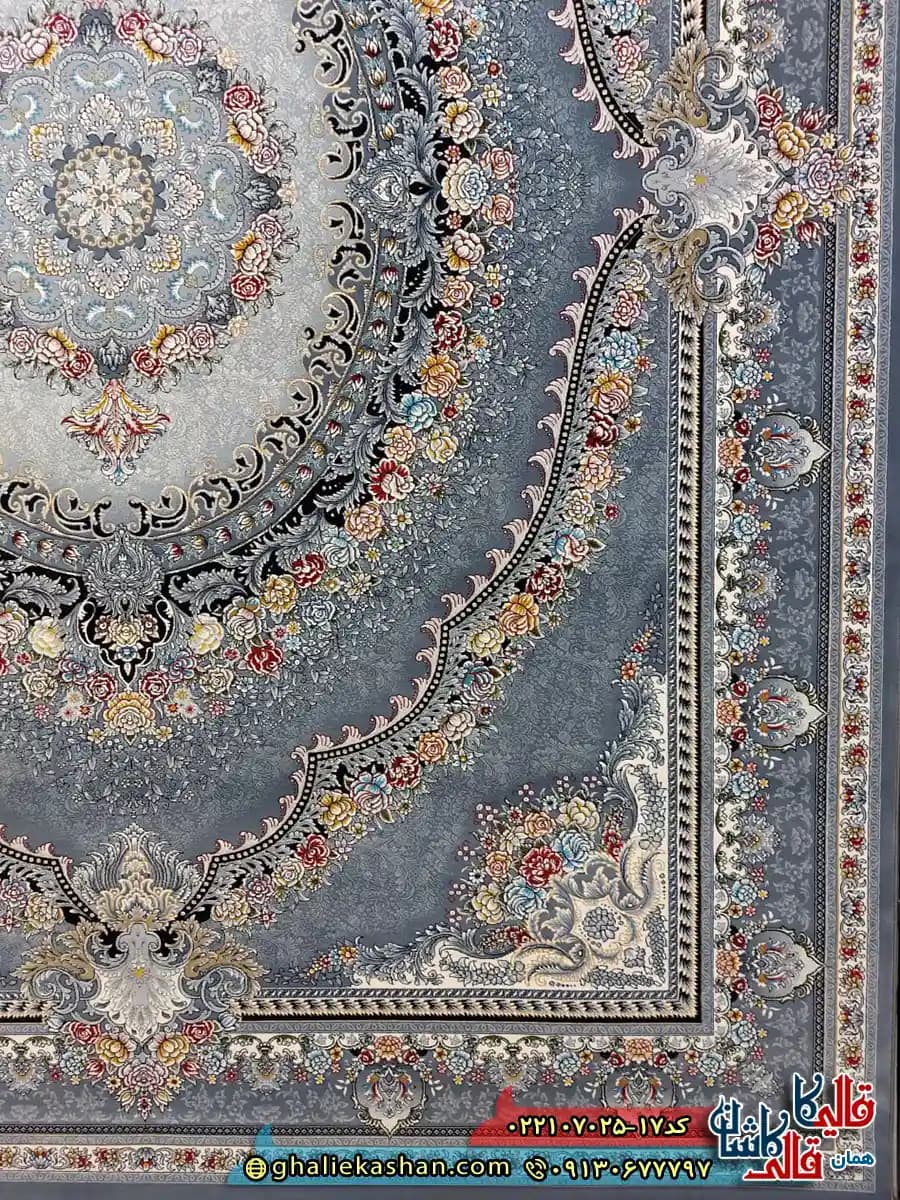 فرش 700 شانه طرح ارمغان رنگ طوسی دودی کاشان — تصویر ۶