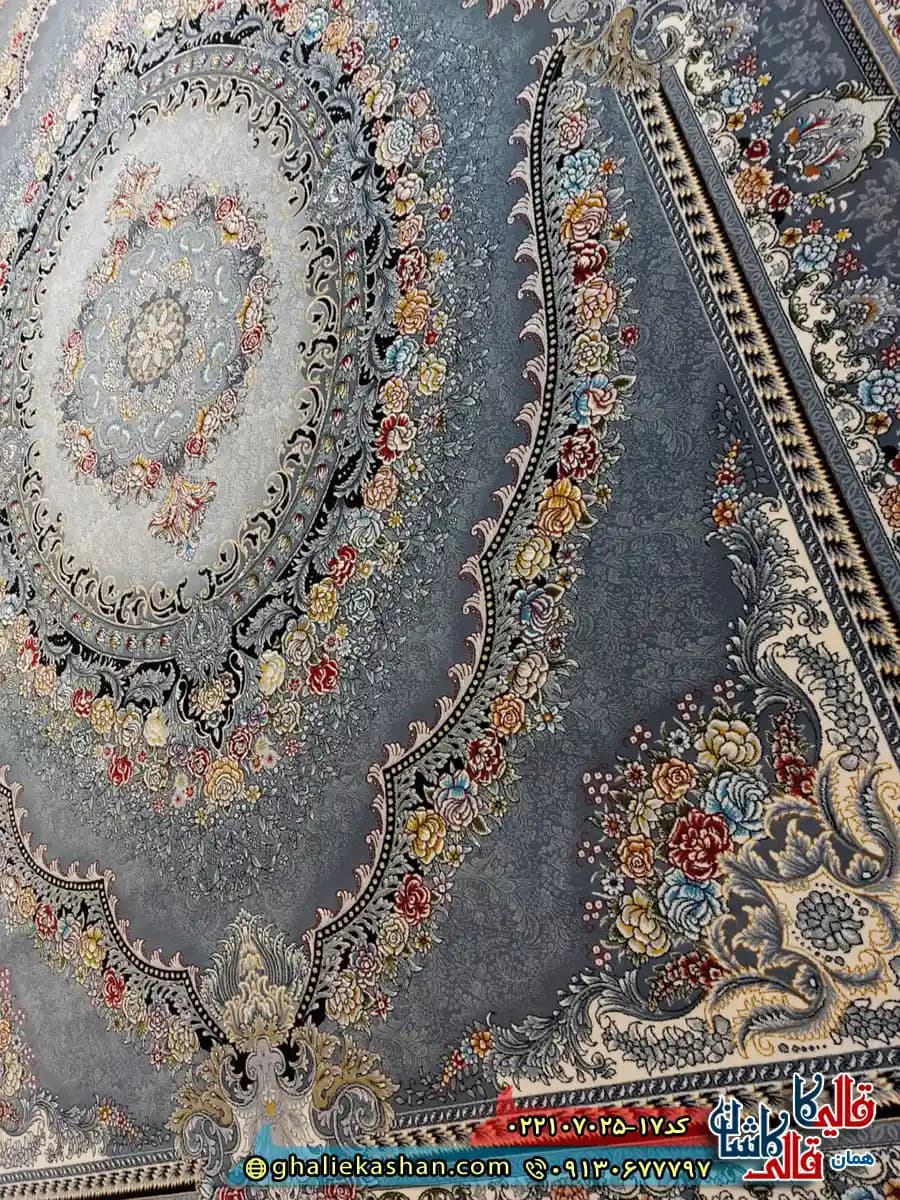 فرش 700 شانه طرح ارمغان رنگ طوسی دودی کاشان — تصویر ۷