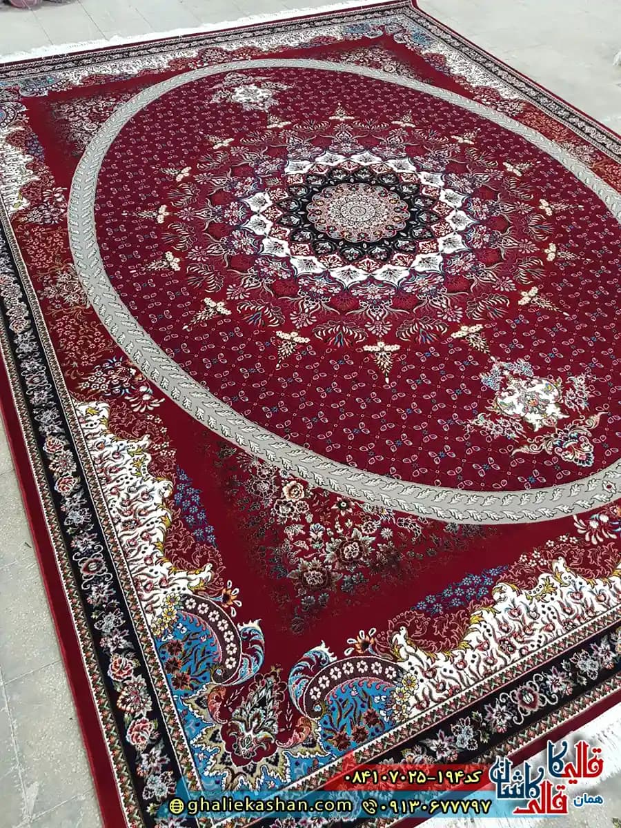 فرش 700 شانه طرح شبستان رنگ قرمز روناسی کاشان — تصویر ۳