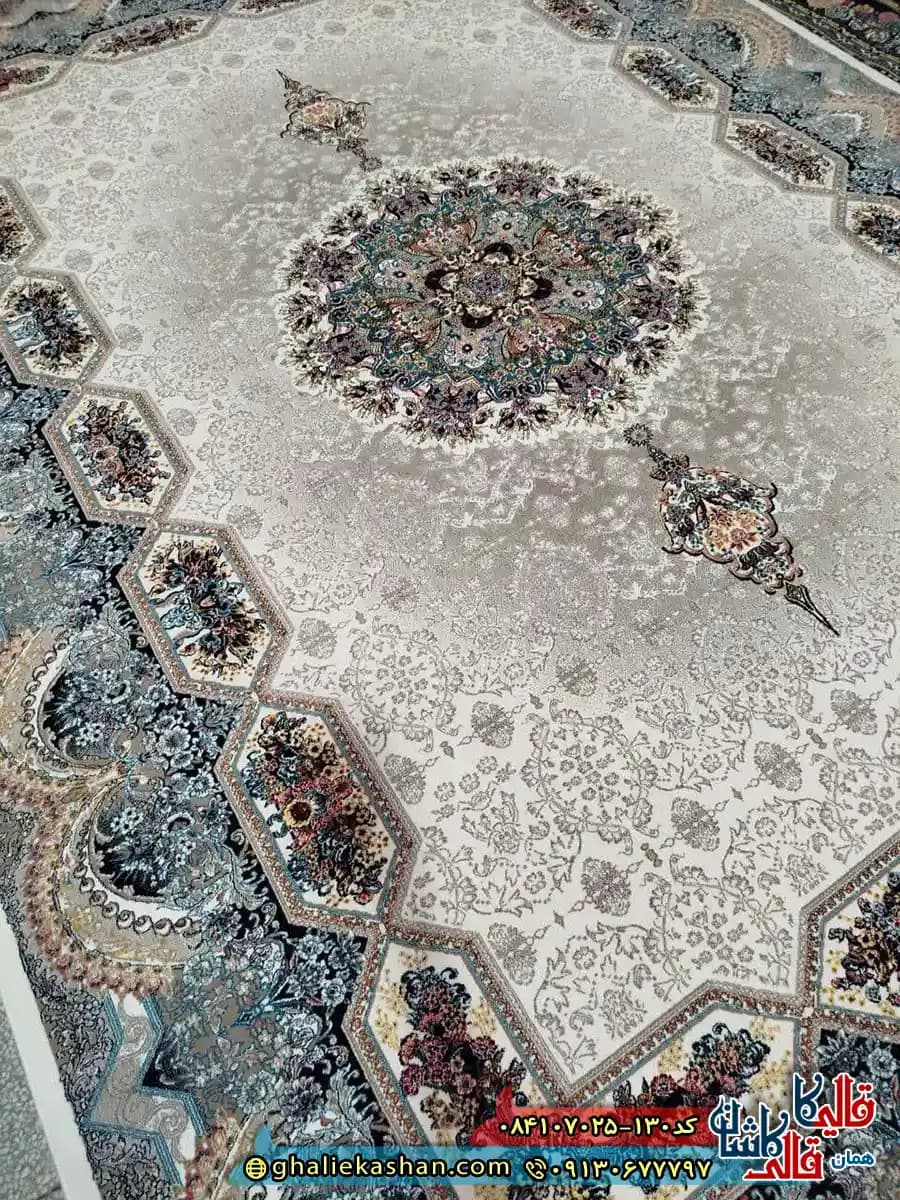 فرش 700 شانه طرح هالیدی رنگ کرم کاشان — تصویر ۳