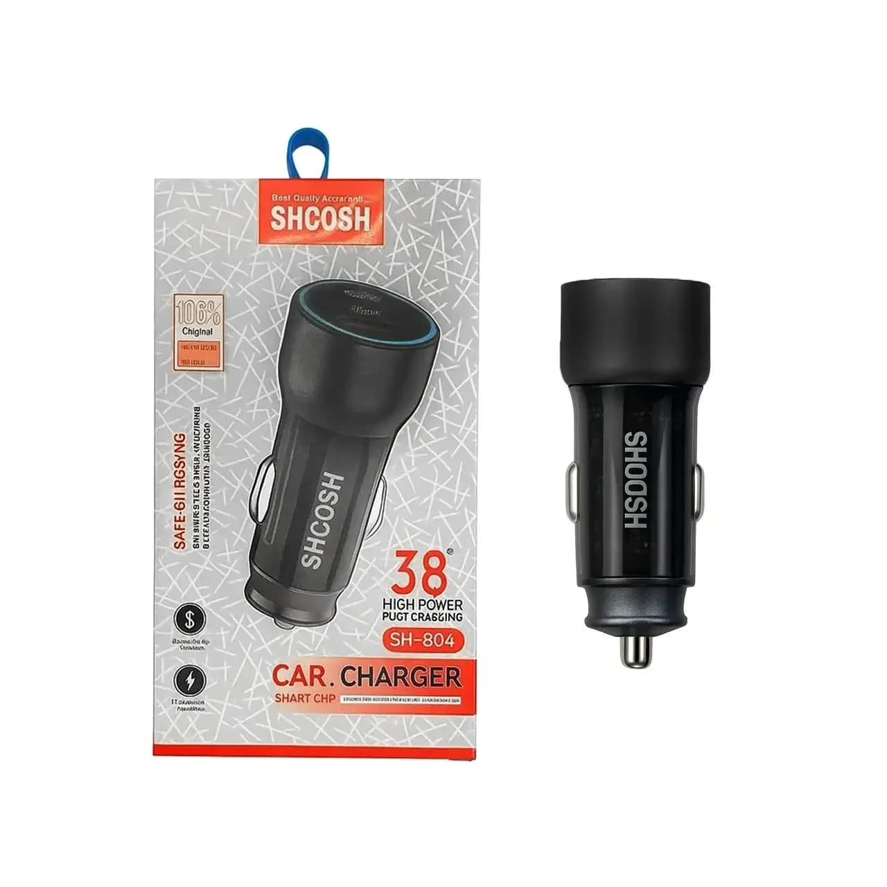 شارژر فندکی فست و PD دو پورت Shoosh مدل SH-804 38W – مشکی – SMO