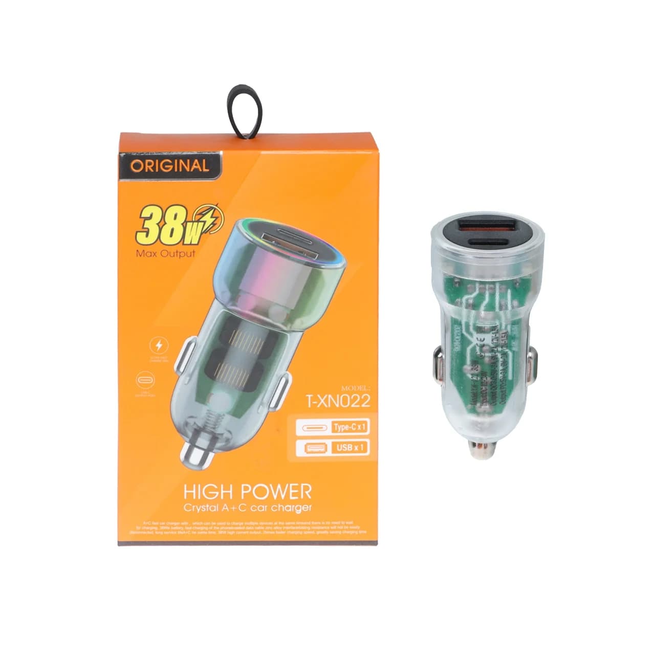 شارژر فندکی PD و فست دو پورت مدل T-XN022 38W – سفید – RYL