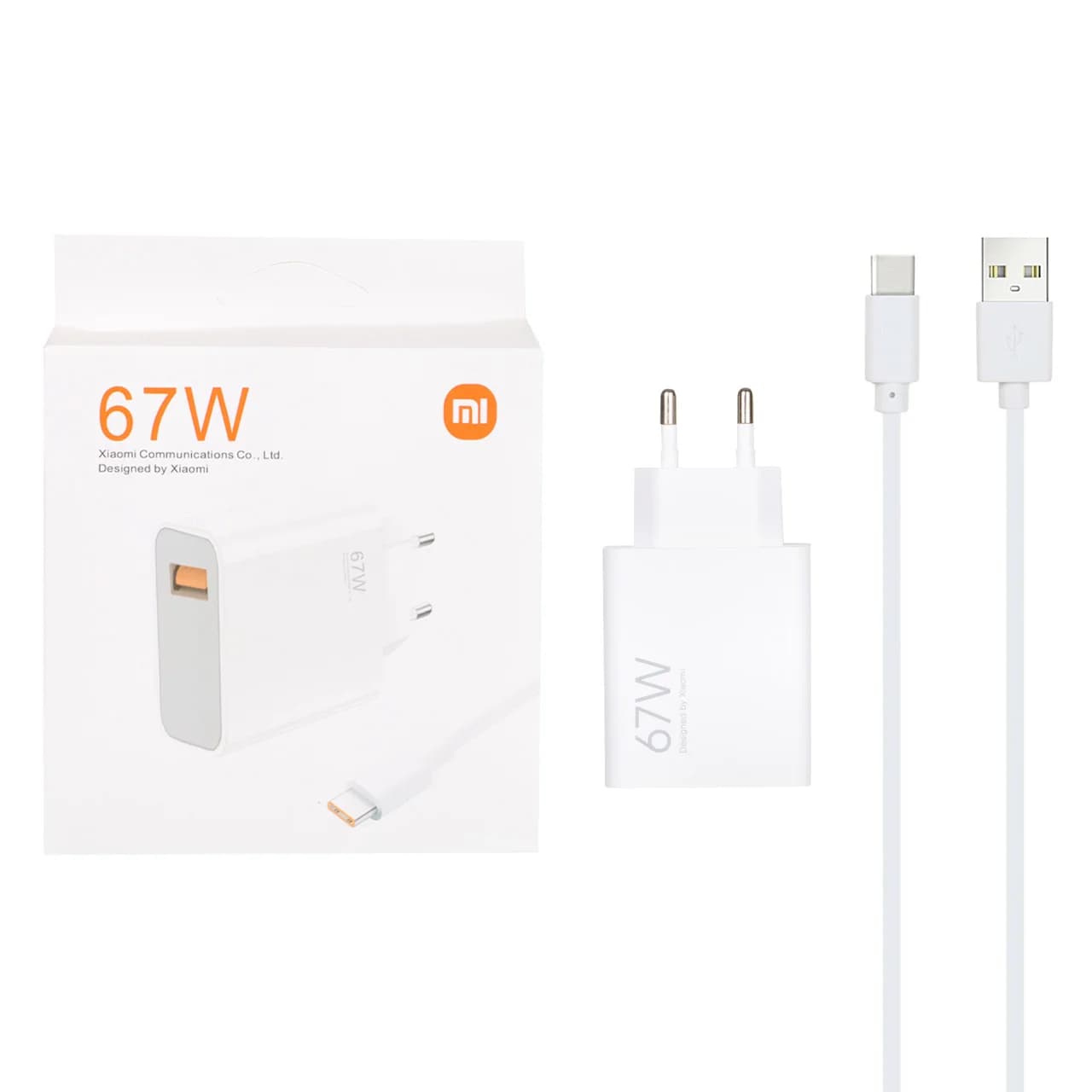 شارژر دیواری 67W فست تک پورت Xiaomi مدل MDY-12-ES به همراه کابل شارژ Type-C – سفید – MMS (گارانتی شش ماهه YA)