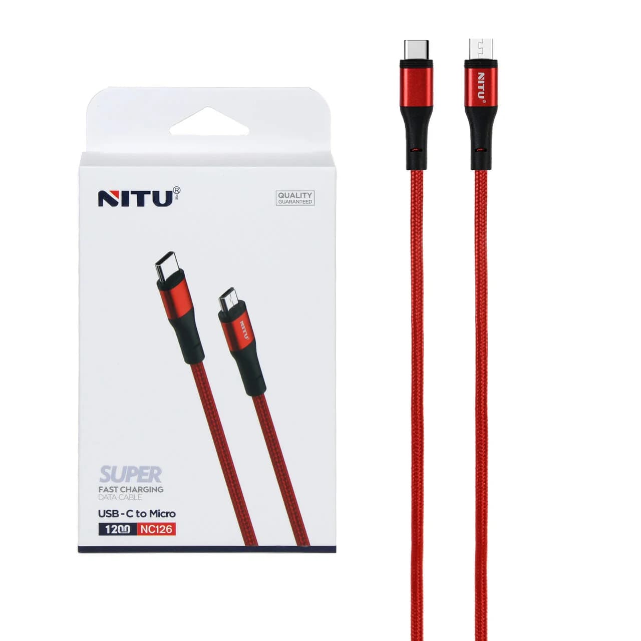 کابل شارژ فست NITU Type-C to Micro USB مدل NC126 – قرمز (گارانتی 12 ماه تعویض نیکان همراه)