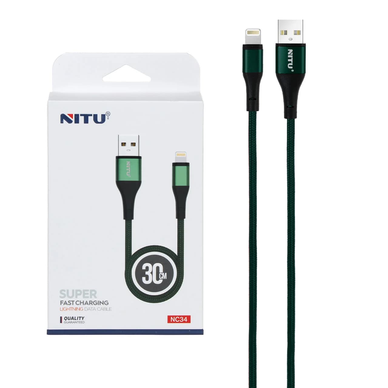 کابل شارژ پاوربانک فست آیفون NITU مدل NC34 – سبز (گارانتی 12 ماه تعویض نیکان همراه)