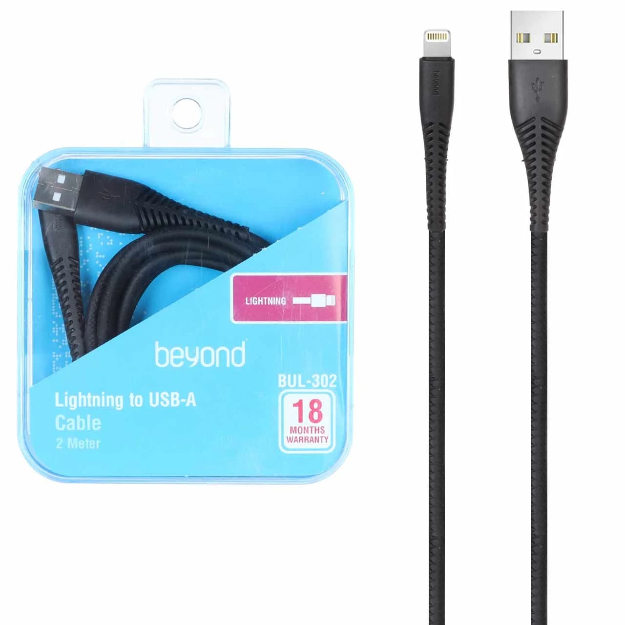 کابل شارژ فست 2 متری آیفون beyond مدل BUL-302 – مشکی – RYL