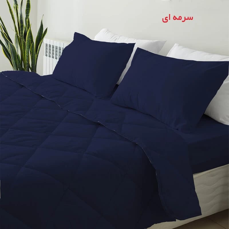 روتختی دو نفره میکرو تک رنگ ساده سرمه ای 4تکه کد 567