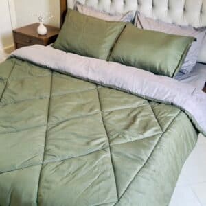 روتختی لحاف لایت 6تکه دونفره 2رو ساده طوسی یاسی روشن کد 489