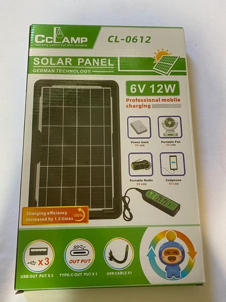 پنل خورشیدی cclamp 12w مدل CL-0612 شارژر خورشیدی | شارژر سولار | solar panel 12 w cclamp cl_0612 — تصویر ۴