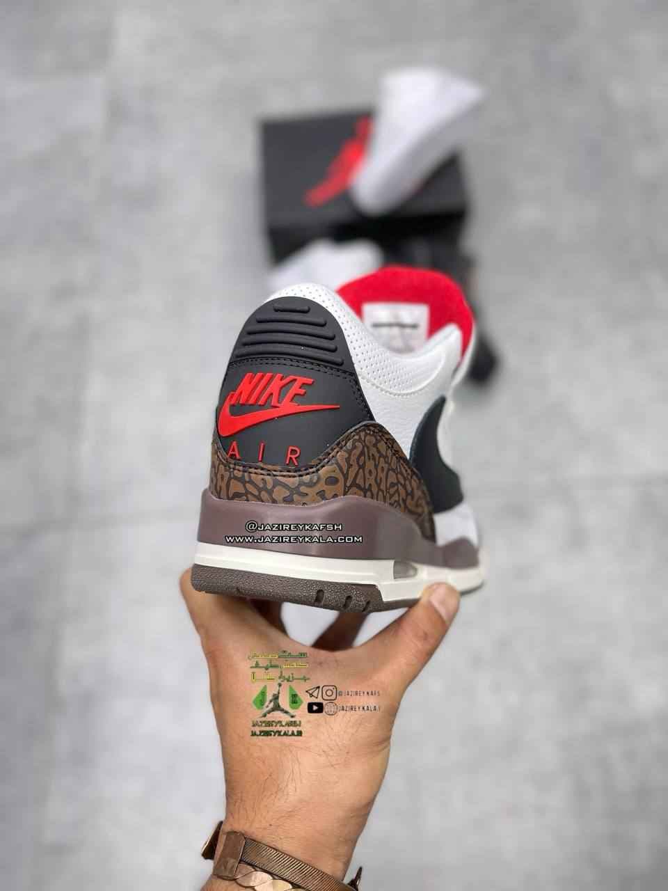 کتانی نایک ایر جردن 3 کاکتوس nike air jordan 3 jack cactus قهوه ای و سفید — تصویر ۴