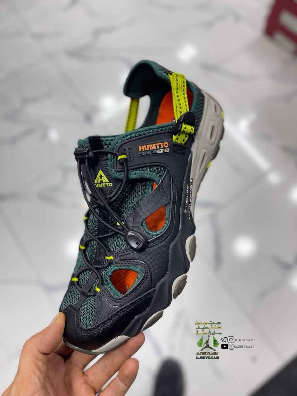 صندل هامتو ست مردانه و زنانه مشکی و نارنجی homtoo sandal