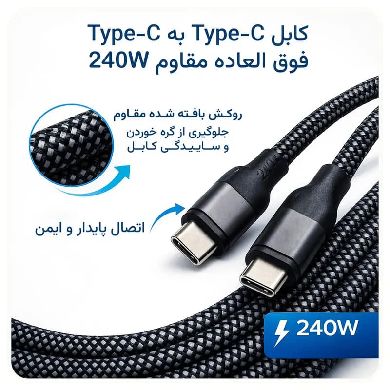 شارژر دیواری 45 وات دو پورت وونک مدل PD 45 به همراه کابل usb-c — تصویر ۵