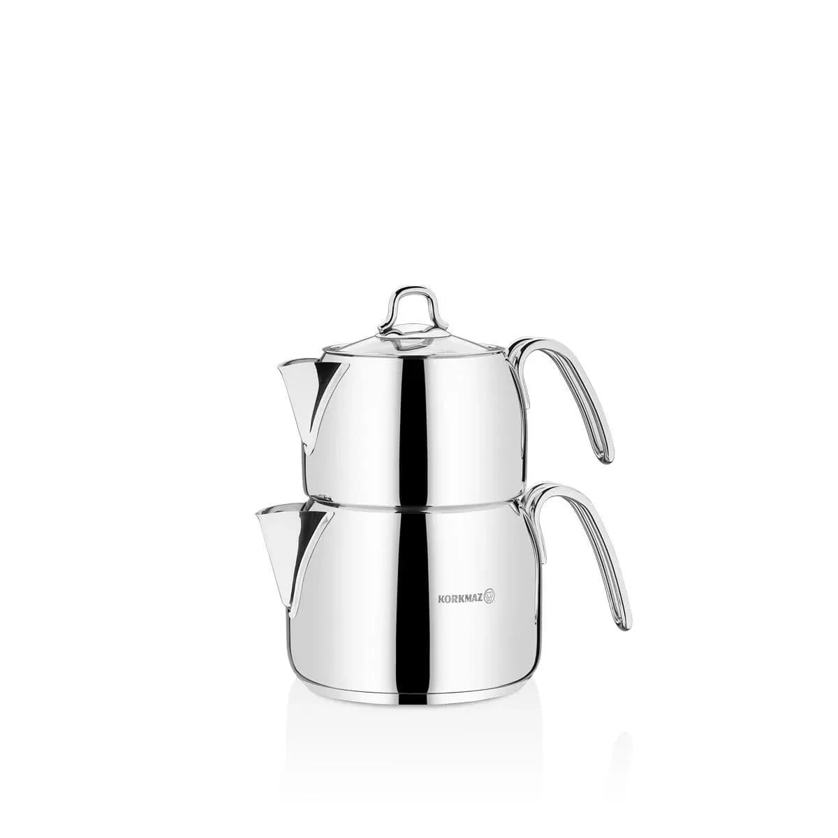 کتری و قوری کرکماز مدل پرلا A027 ا Korkmaz Perla Midi Teapot Set 1.4 L A027
