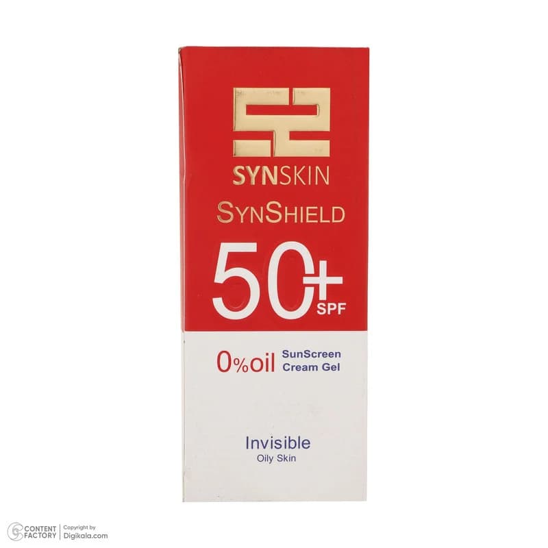 ژل کرم ضدآفتاب ساین اسکین بدون رنگ SPF50 مدل SynShield، مناسب پوستهای چرب، حجم 50 میلیلیتر — تصویر ۸