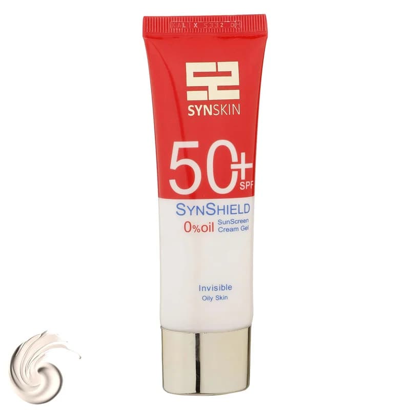 ژل کرم ضدآفتاب ساین اسکین بدون رنگ SPF50 مدل SynShield، مناسب پوست‌های چرب، حجم 50 میلی‌لیتر