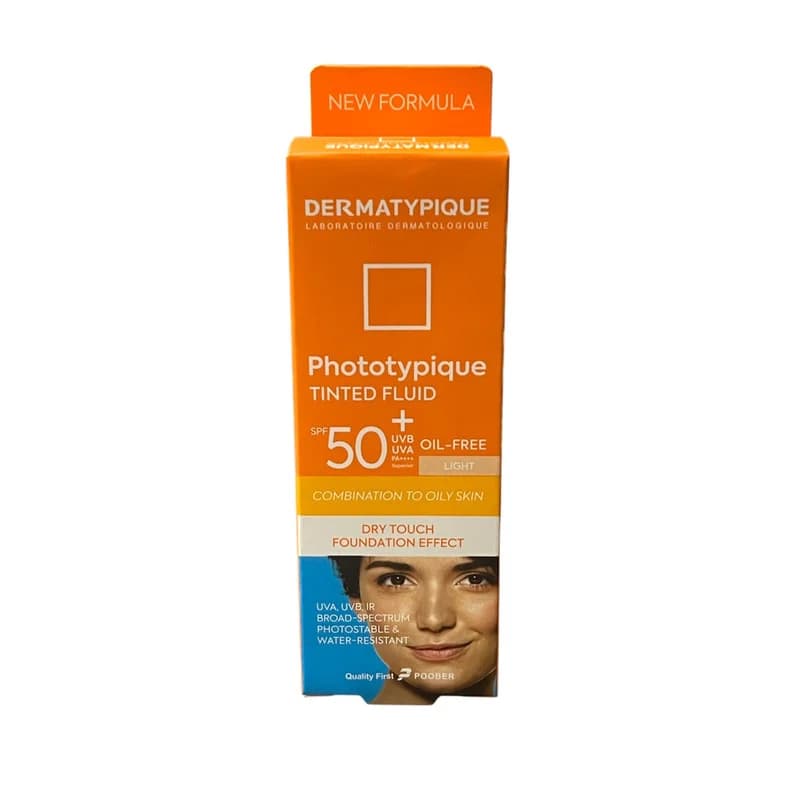 فلوئید ضد آفتاب رنگی درماتیپیک spf50 مدل Light2 محافظت دربرابر UVA،UVB مناسب برای پوست چرب حجم 50 میلی لیتر — تصویر ۲