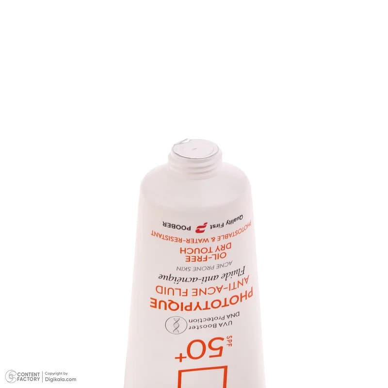 فلوئید ضد آفتاب بدون رنگ درماتیپیک مدل anti acne محافظ UVA،UVB مناسب برای انواع پوست حجم 40 میلی لیتر — تصویر ۲