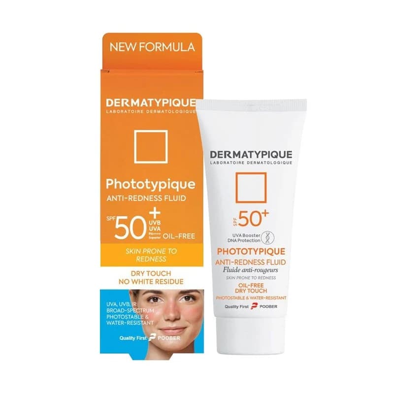 فلوئید ضدآفتاب بی رنگ درماتیپیک SPF 50 مدل Anti Redness محافظ UVA ،UVB مناسب برای انواع پوست حجم 40 میلیلیتر — تصویر ۲