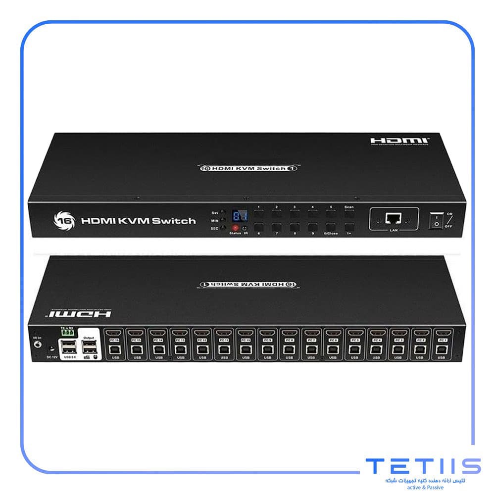 سوئیچ KVM لایم‌استون مدل LS-HK1601 با ۱۶ پورت HDMI و USB
