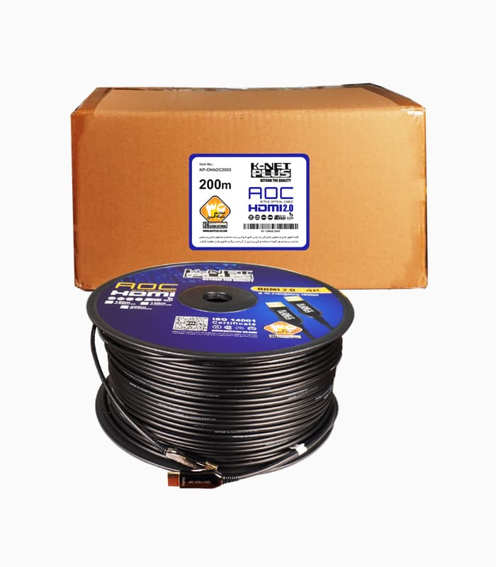 کابل ۲٫۰ HDMI فیبر نوری کی نت پلاس ۲۰۰ متری KP-CHAOC2000 — تصویر ۲