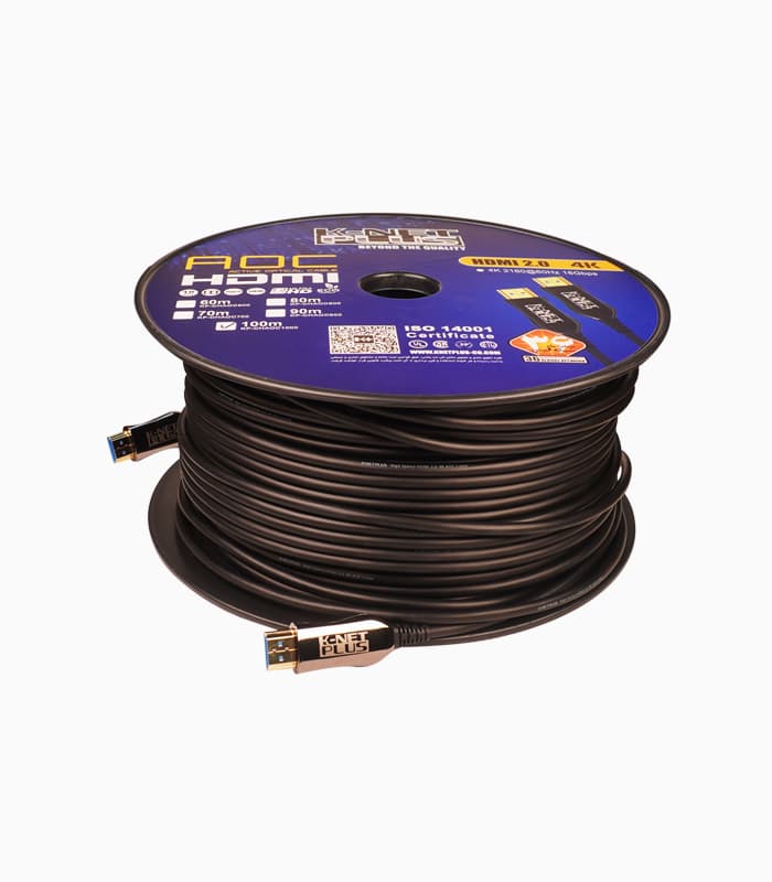 کابل ۲٫۰ HDMI فیبر نوری کی نت پلاس ۱۰۰ متری KP-CHAOC1000 — تصویر ۳