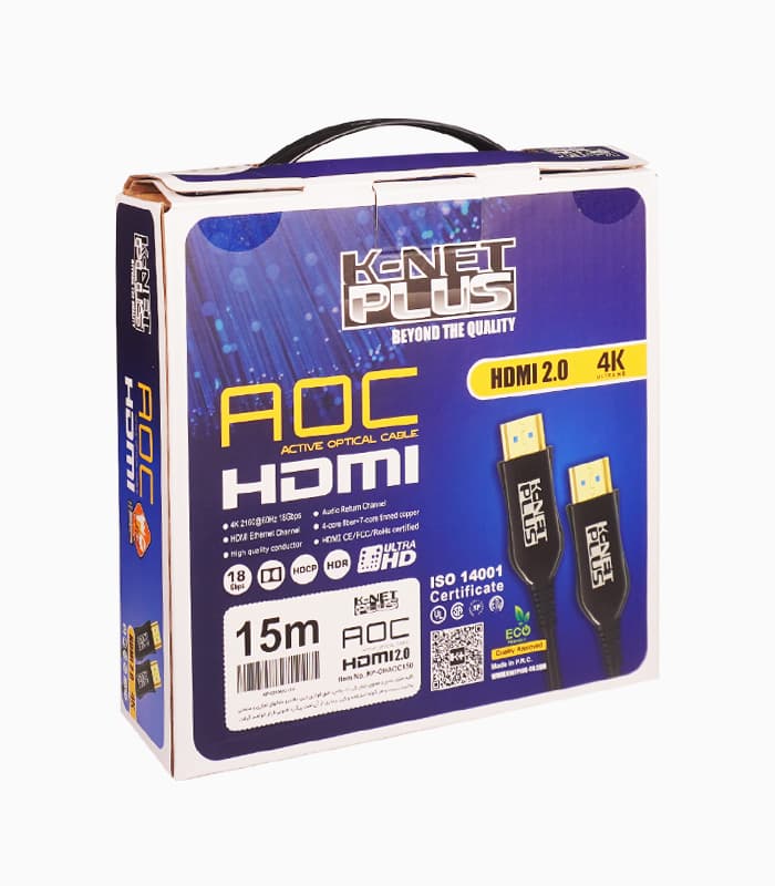 کابل ۲٫۰ HDMI فیبر نوری کی نت پلاس ۱۵ متری KP-CHAOC150 — تصویر ۵
