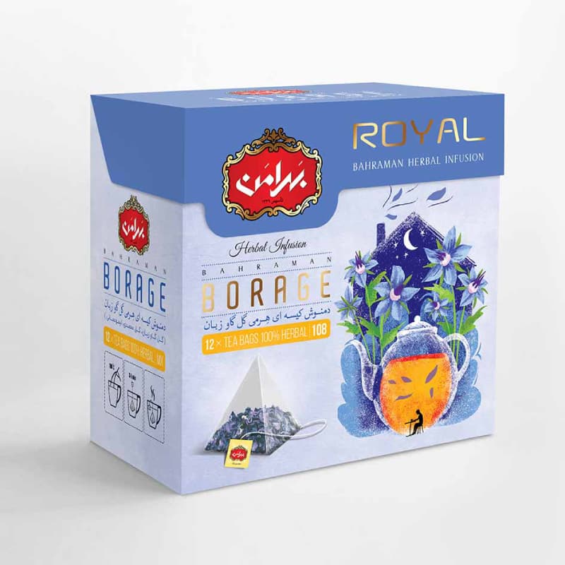 دمنوش گیاهی مخلوط گل گاوزبان بهرامن ۱۲ عددی