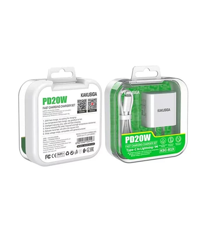 شارژر دیواری 20 وات کاکوسیگا مدل KSC-819 PD به همراه کابل لایتنینگ — تصویر ۳