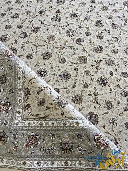 فرش 1500 شانه افشان کرم طرح نیکا — تصویر ۲