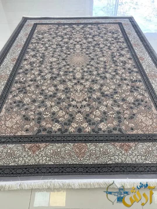 فرش افشان طوسی 700 شانه ارزان قیمت طرح سیمین