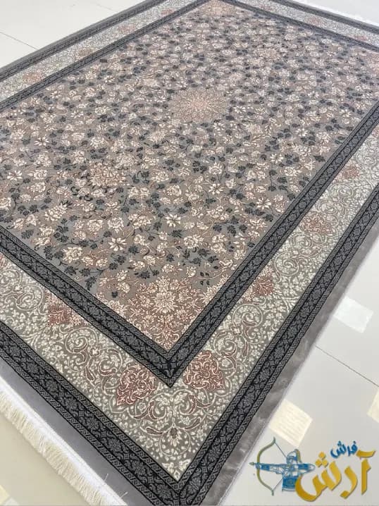 فرش افشان طوسی 700 شانه ارزان قیمت طرح سیمین — تصویر ۲