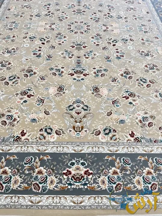 فرش افشان بژ 1200 شانه طرح گلستان — تصویر ۳