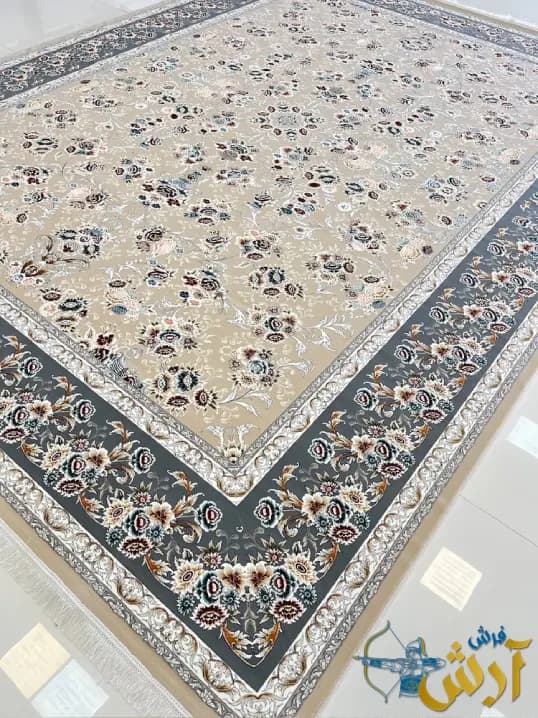 فرش افشان بژ 1200 شانه طرح گلستان — تصویر ۲