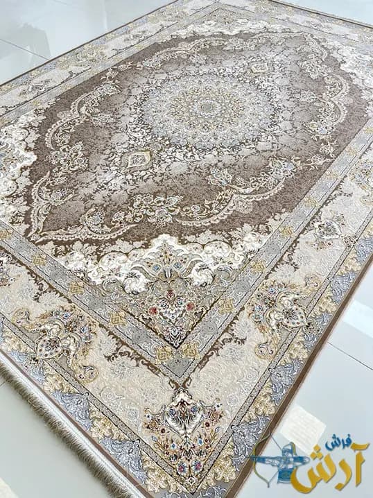 فرش کلاسیک جدید 1500 شانه محوا شکلاتی — تصویر ۲