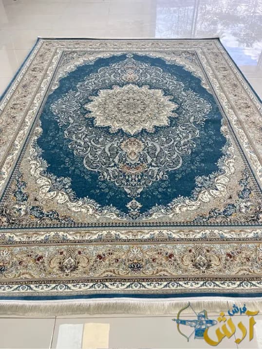 فرش آبی 1200 شانه طرح دلوین