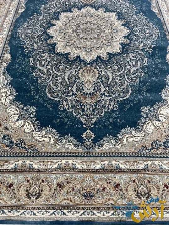فرش آبی 1200 شانه طرح دلوین — تصویر ۴