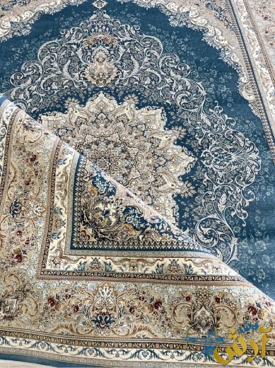 فرش آبی 1200 شانه طرح دلوین — تصویر ۵